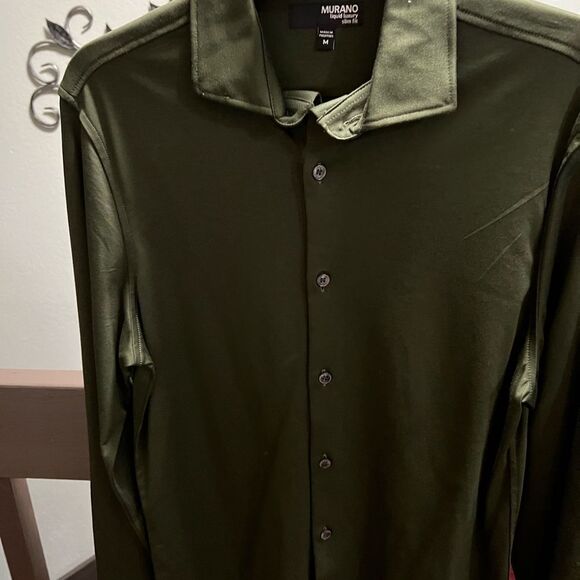 NWOT Murano Olive Green Button-Up Shirt Size Medium #276 - Picture 5 of 6